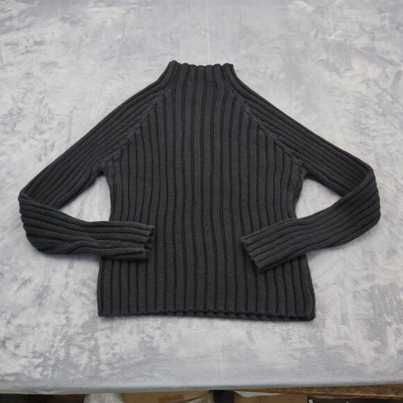 Herman Geist Sweater Women Large Gray Casual Outdoors Preppy Mock Neck Ribbed - Picture 11 of 15
